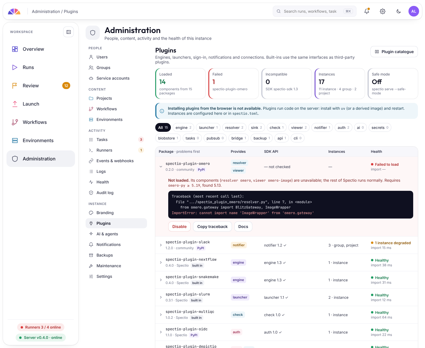 Administration: plugins